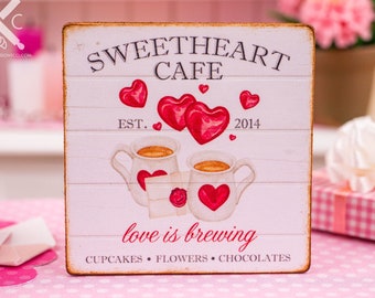 Made to Order Dollhouse Miniature Sweetheart Cafe Valentine's Day Sign - 1:12 Dollhouse Miniature Valentine's Day Sign