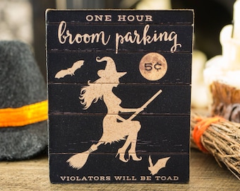 Made to Order Dollhouse Miniature One Hour Broom Parking Sign - 1:12 Dollhouse Miniature Halloween Sign - Halloween Miniatures