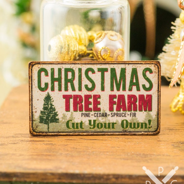 Made to Order Dollhouse Miniature Christmas Tree Farm Sign - Decorative Christmas Sign - 1:12 Dollhouse Miniature Christmas Sign