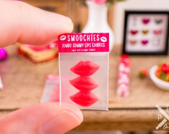 Dollhouse Miniature Jumbo Gummy Lips Candies - 1:12 Dollhouse Miniature Valentine's Day Gummies