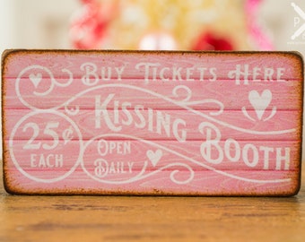 Made to Order Dollhouse Miniature Kissing Booth Valentine's Day Sign - 1:12 Dollhouse Miniature Valentine's Day Sign