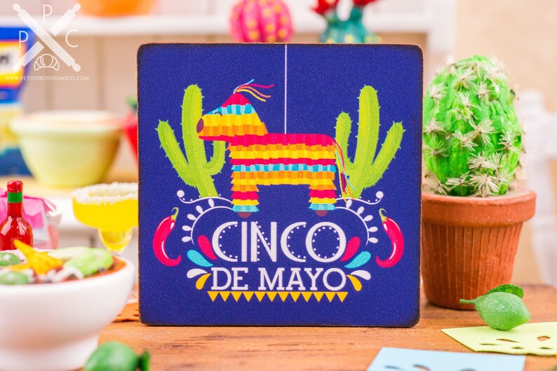 Made to Order Dollhouse Miniature Cinco De Mayo Piñata Sign Decorative Cinco De Mayo Sign 1:12 Dollhouse Miniature Sign image 1