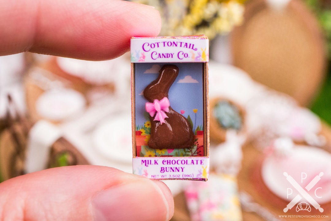 Dollhouse Miniature Chocolate Easter Bunny in Decorative Box - 1:12 ...
