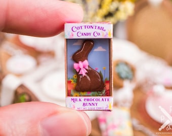 Dollhouse Miniature Chocolate Easter Bunny in Decorative Box - 1:12 Dollhouse Miniature Easter Candy