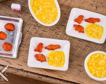 Dino Chicken Nuggets and Mac and Cheese - 1:12 Dollhouse Miniature Food