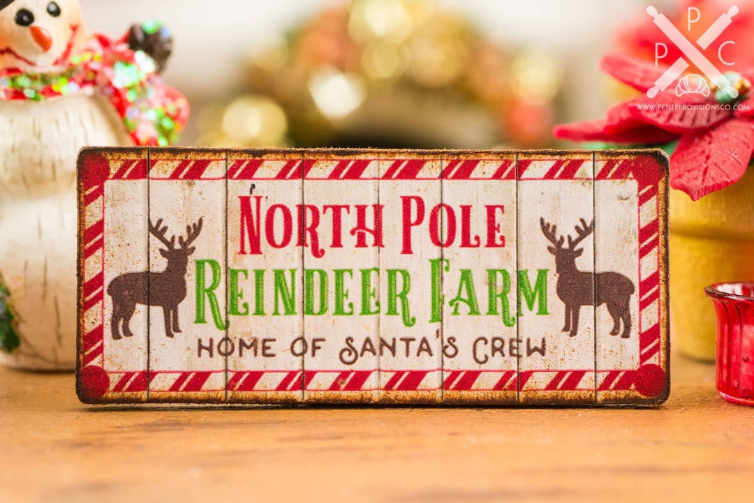 Made to Order Dollhouse Miniature North Pole Reindeer Farm Sign ...