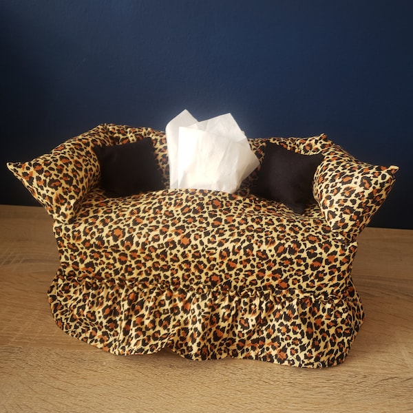 Leopard Print Couch Tissue Box Cover