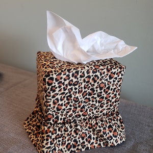 Leopard Print Cube Tissue Box Cover