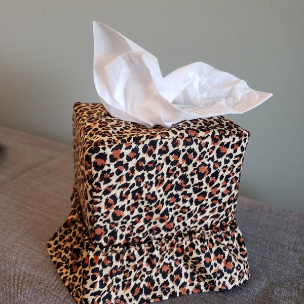 Leopard Print Cube Tissue Box Cover