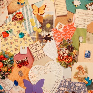 lil scrap pack - scrapbook / junk journal / collage kit - mystery vintage paper ephemera bundle - 30pc