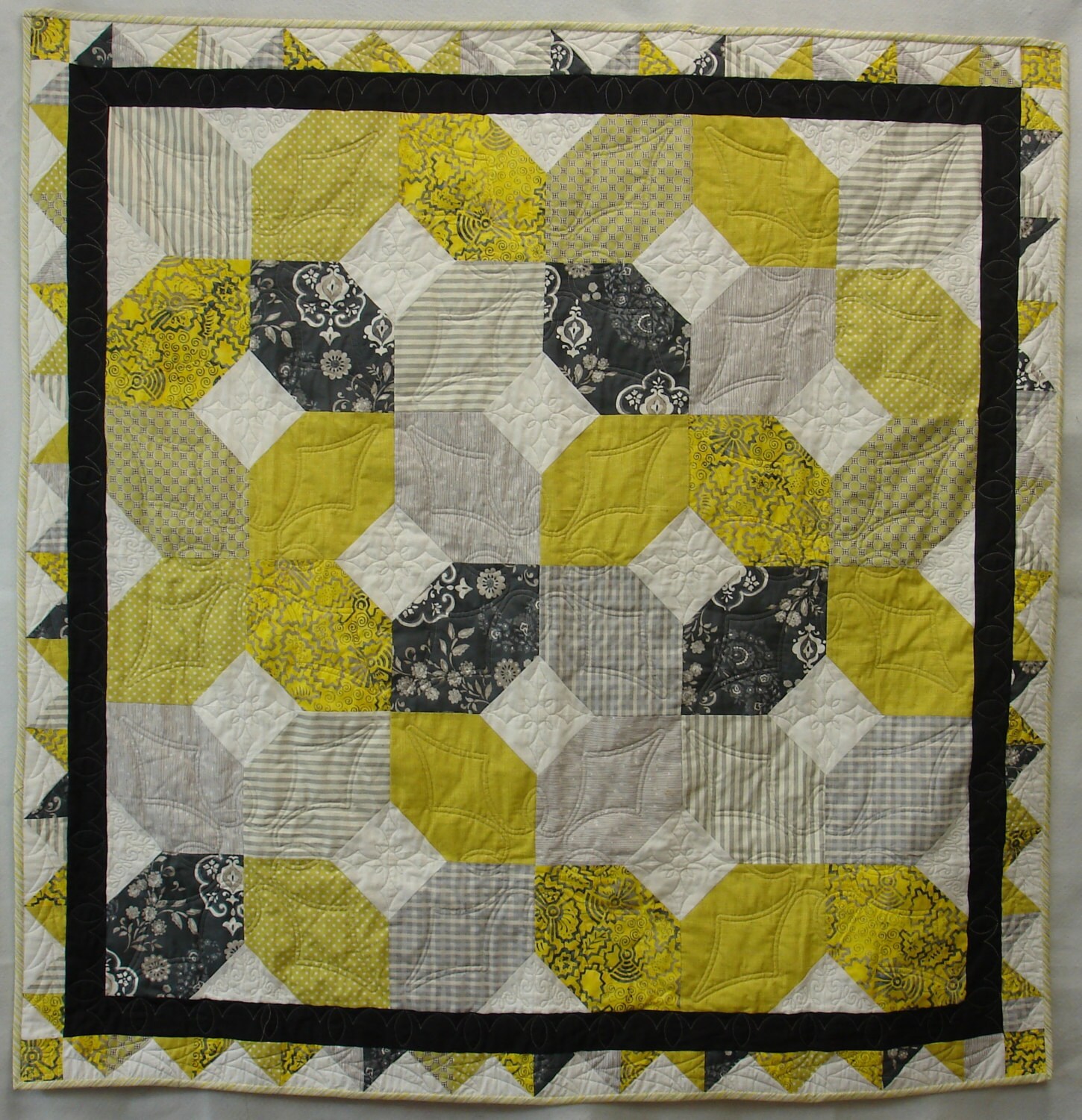 Modern Quilt Grey and Yellow Etsy