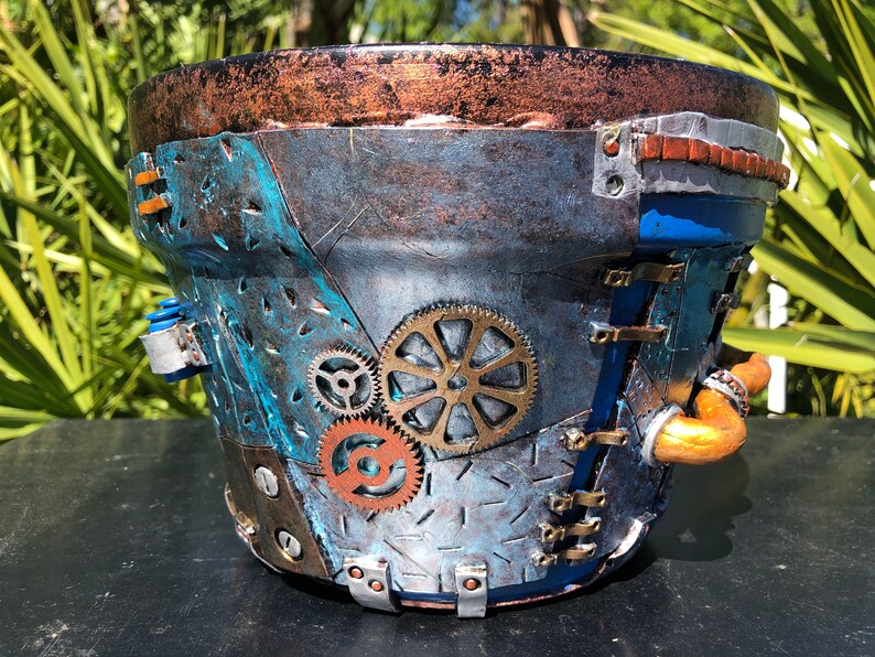 BluePurple 5 Steampunk Flower Pot