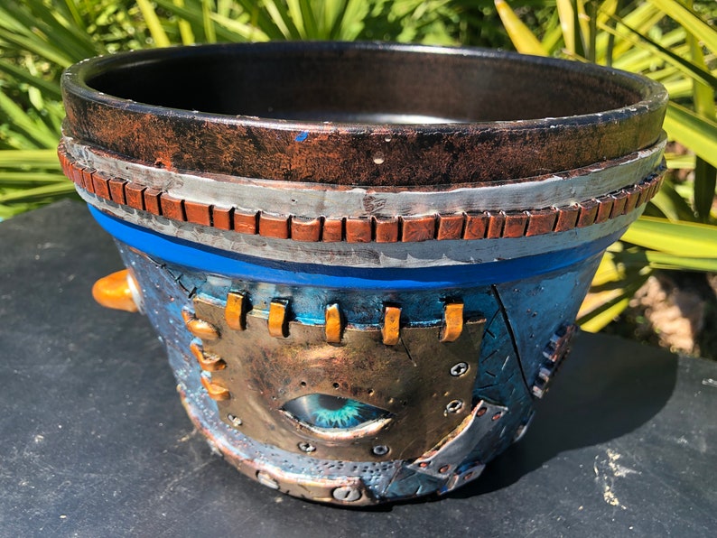 BluePurple 5 Steampunk Flower Pot