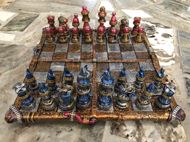 Download Fire Unicorn & Ice Dragon Steampunk Chess Set | Etsy