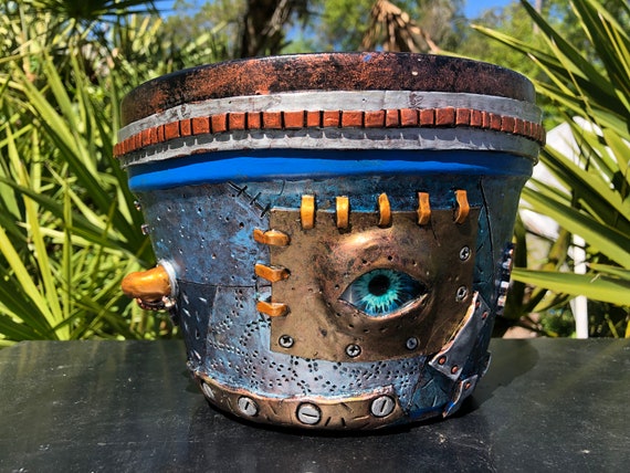 BluePurple 5 Steampunk Flower Pot