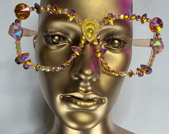 Handmade Rhinestone Lensless Glasses