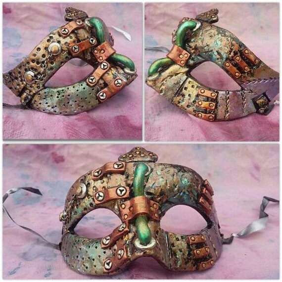 6 X 4 Steampunk Auge Maske Mit Gruner Paspel Etsy