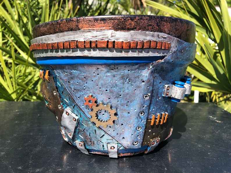 BluePurple 5 Steampunk Flower Pot