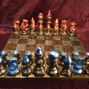 Simple Fire & Ice Steampunk Chess Set - Etsy