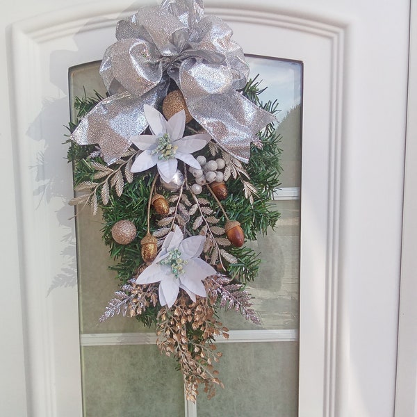 Artificial Christmas swag wreath silver gold swag wreath