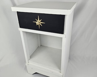 Atomic MCM Nightstand Bedside Bookshelf Table Retro W/Drawer Vintage Painted