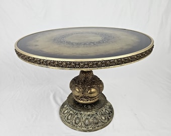 Brass End Table Glass Top Hollywood Regency Maitland Smith Vintage MCM Free Ship