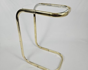 Vintage Milo Baughman Style Brass Sofa Table Plant Stand Cantilever MCM Retro