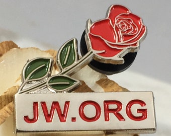 JW.ORG Red Rose [LOT of 1] Premium Lapel Pins with Rubber Clasp