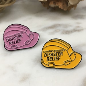 JW Disaster Relief Yellow Hard Hat Lapel Pin LOT of 1 image 1