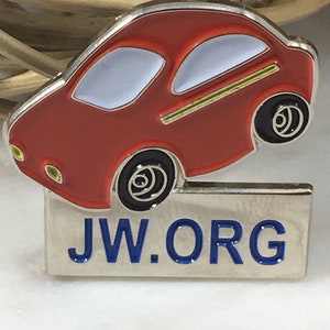 JW.ORG レッド カレブ おもちゃの車 [1 個セット] プレミアム ラペルピン ラバー留め具付き
