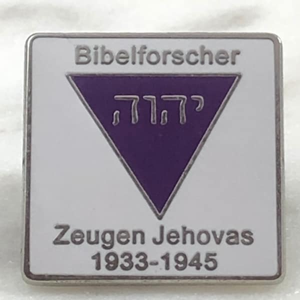 Purple Triangle - 1933-1945 Jehovah’s Witness YHWH Commemorative Lapel Pin, [LOT of 1] with Rubber Clasp