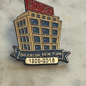 Watchtower Building, Brooklyn New York 1909-2016 [LOT of 1] Commemorative Premium Lapel Pin with Rubber Clasp