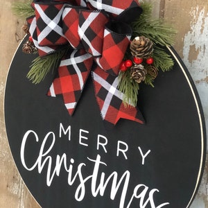 Merry Christmas door hanger, front door sign, Christmas door wreath, Christmas door decor, Round Christmas sign, Merry Christmas, Christmas image 4