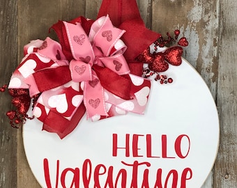 Modern Door Sign, Front Door Decor, Valentine's Day Door Hanger, Hello Valentine, Wreath For Front Door, Wood Door Sign, Door Hanger