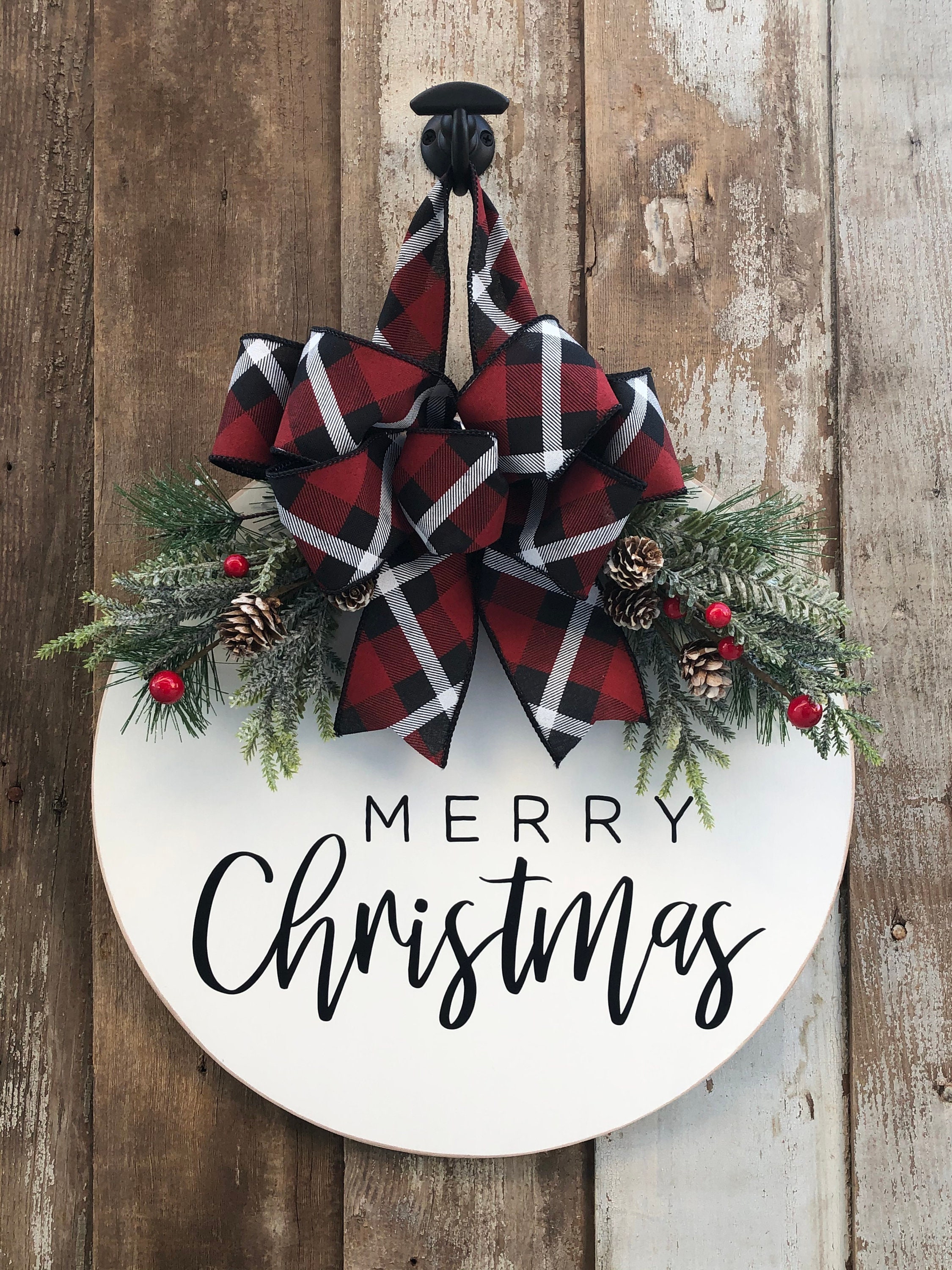Merry Christmas door hanger front door sign Christmas door Etsy