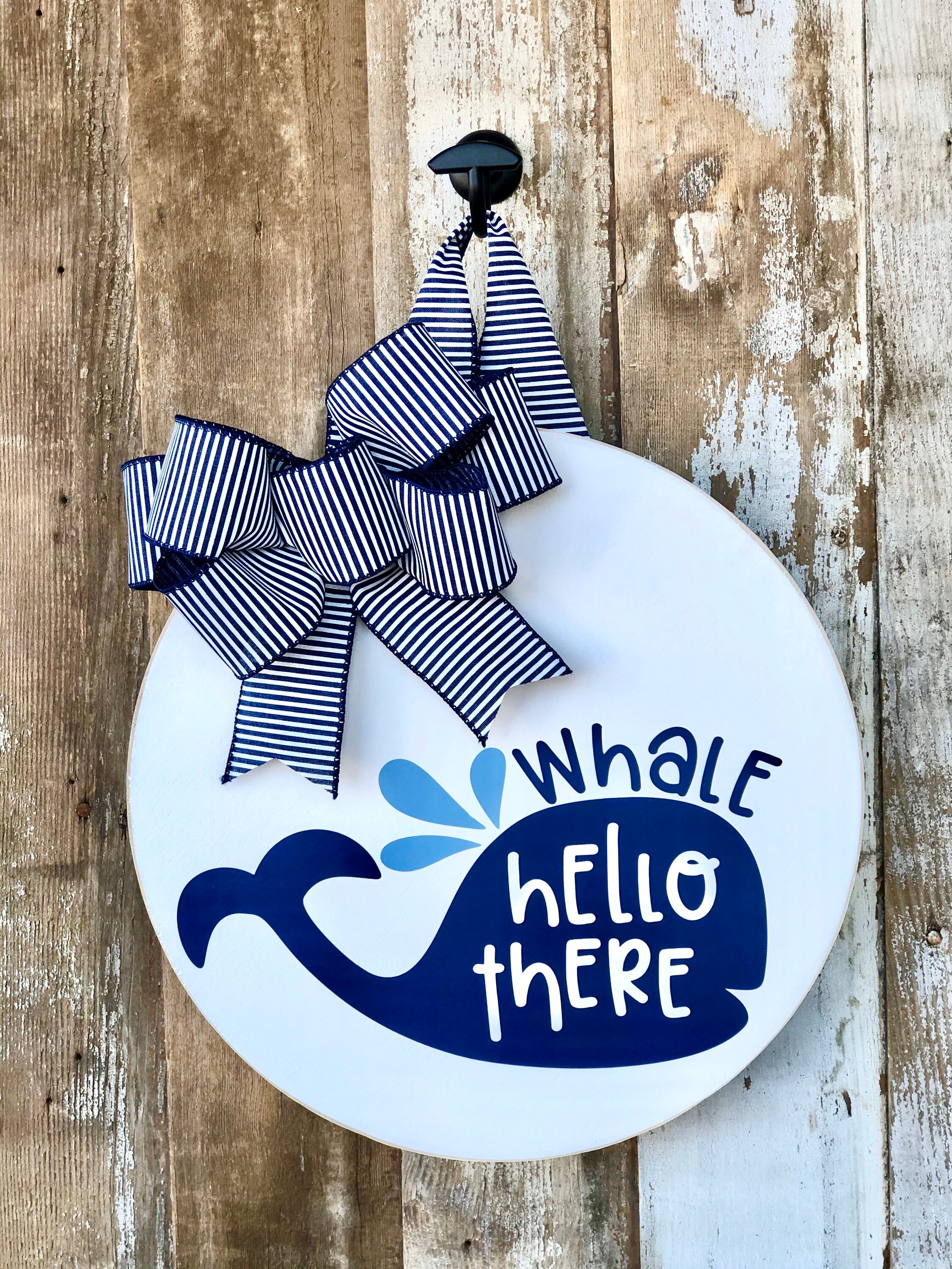 Whale Hello There Door Hanger Door Wreath Whale Door Hanger Etsy