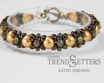 Perlen-Anleitung, Teacup Wings Armband, mit Teacup-Perlen, CzechMates Cabochons, Feuerpolitur-Perlen