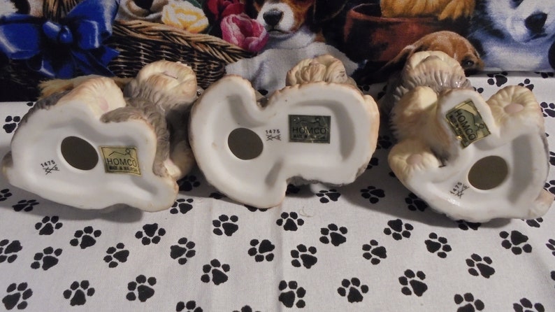 Homco Scottie or Yorkie Puppies Figures-Vintage 1970-Set of Three Puppies-Malaysia-#1475-Collectible-Housewarming-