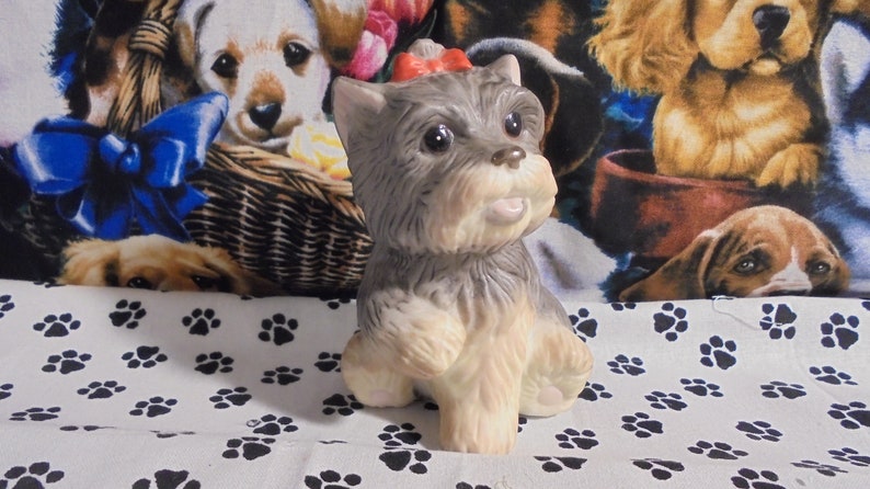 Homco Scottie or Yorkie Puppies Figures-Vintage 1970-Set of Three Puppies-Malaysia-#1475-Collectible-Housewarming-