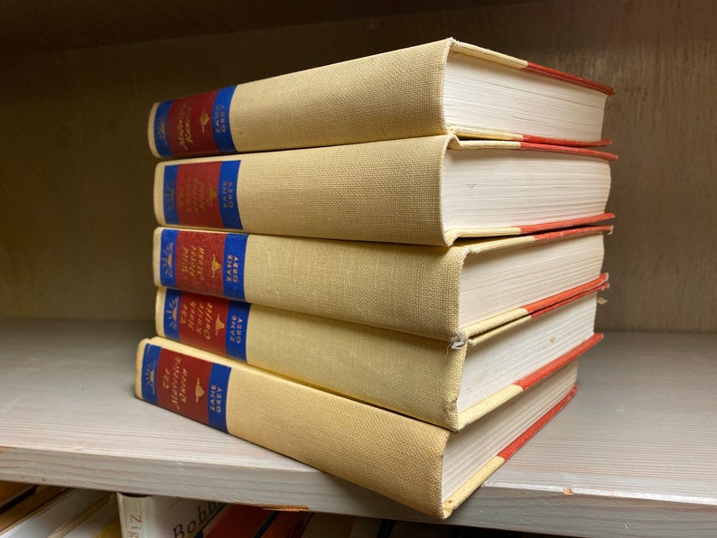 5 books cheap Zane Grey hardcover antique books Western Etsy