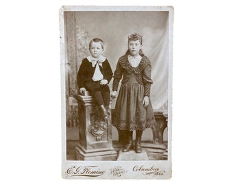 1890s Brother and Sister Cabinet Card Photograph