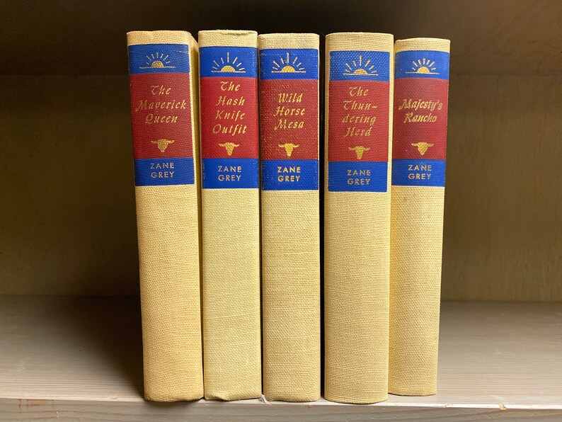 5 books cheap Zane Grey hardcover antique books Western Etsy