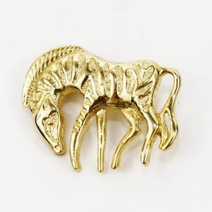 Zebra Brooch Pin Goldtone Costume Jewelry Zoo Animal Africa Safari 1.75&quot;
