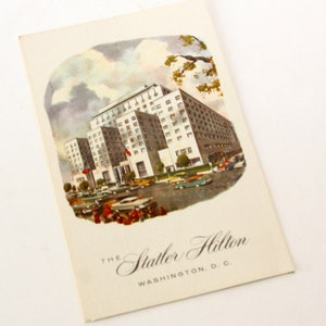 "Vintage Postkarte ""Stattler"" ""Hilton Hotel"" Washington D.C. Litho Finish ""Unposted NOS."