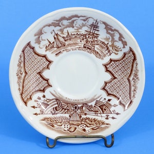Staffordshire England Alfred Meakin Fair Winds Saucer Brown & White, 5.5&quot;