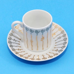 Vintage Centurion Collection Porcelain Espresso Demitasse Cup & Saucer Gold 2 Oz
