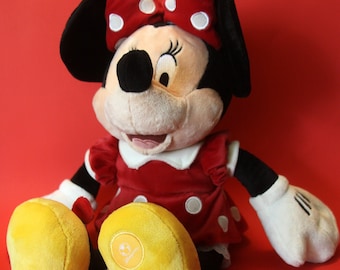 Minnie Mouse Disney Plush 18" Tall Red Polka Dot Dress Excellent Condition