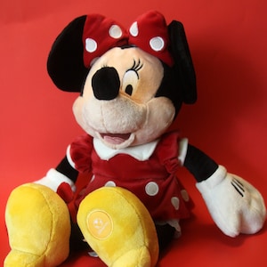 Minnie Mouse Disney Plush 18" Tall Red Polka Dot Dress Excellent Condition image 1
