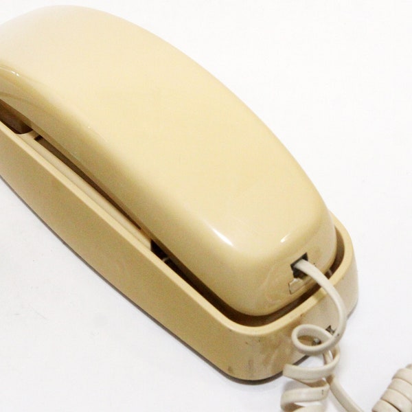 AT and T Trimline Phone Beige Push Button Modular Tested & Working Vintage