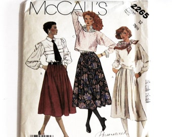 Patrón de costura McCall's 2265 para falda plisada de señora, talla 12, sin cortar, FF, VTG, 1985